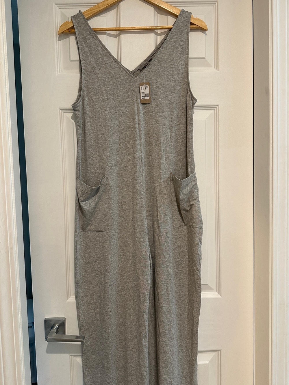Thyme Maternity Gray Pocket One-Piece Jumpsuit